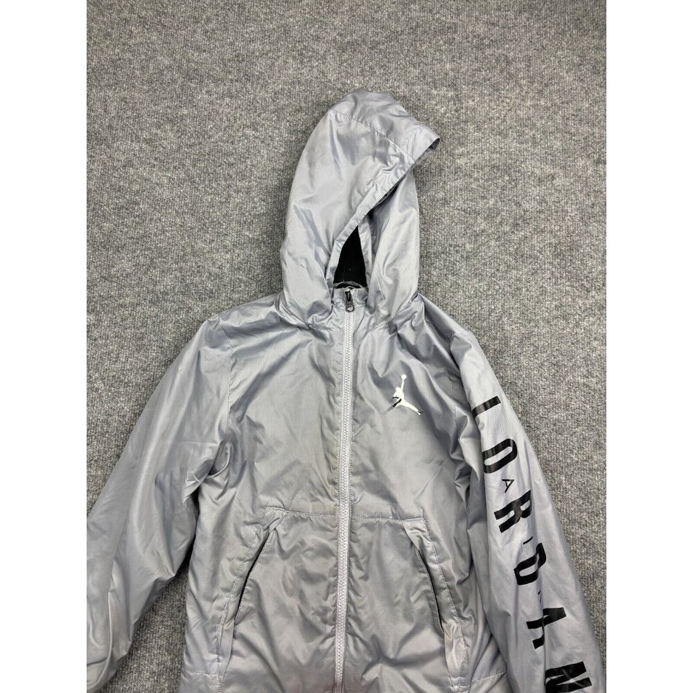 Air Jordan Jacket Youth Small Gray Zip Up Hooded Fleece Lined Jumpman #23